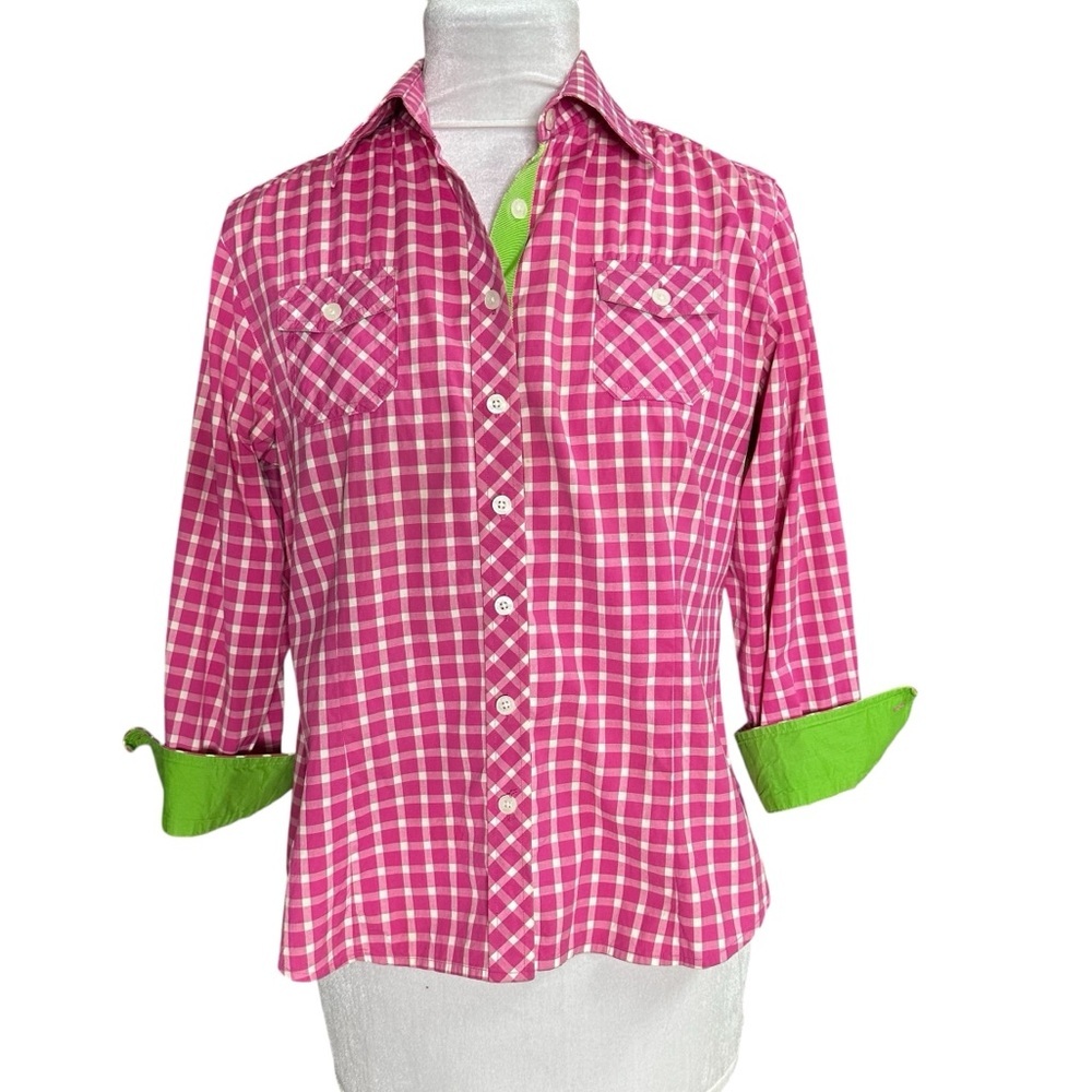 Lilly Pulitzer Vintage Pink, White Gingham Top. White Label. Size 4